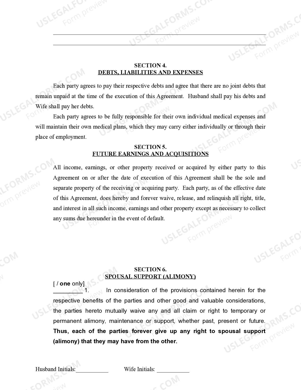 Preview Marital Domestic Separation and Property Settlement Agreement Minor Children no Joint Property or Debts effective Immediately