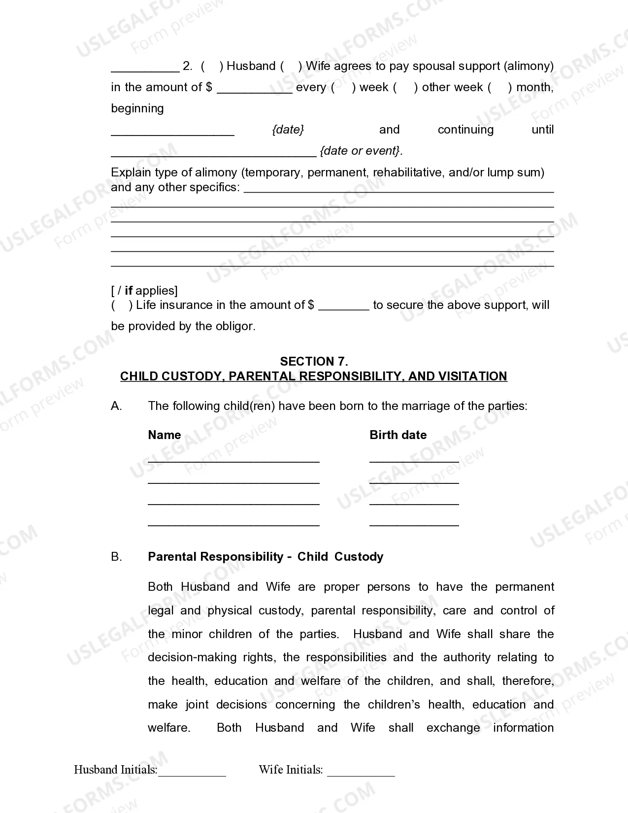 Preview Marital Domestic Separation and Property Settlement Agreement Minor Children no Joint Property or Debts effective Immediately