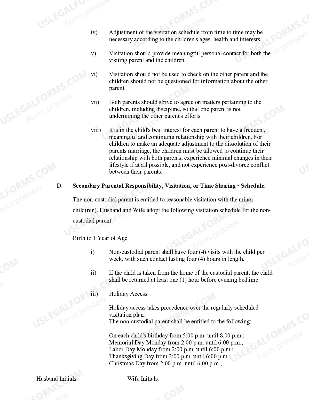 Preview Marital Domestic Separation and Property Settlement Agreement Minor Children no Joint Property or Debts effective Immediately