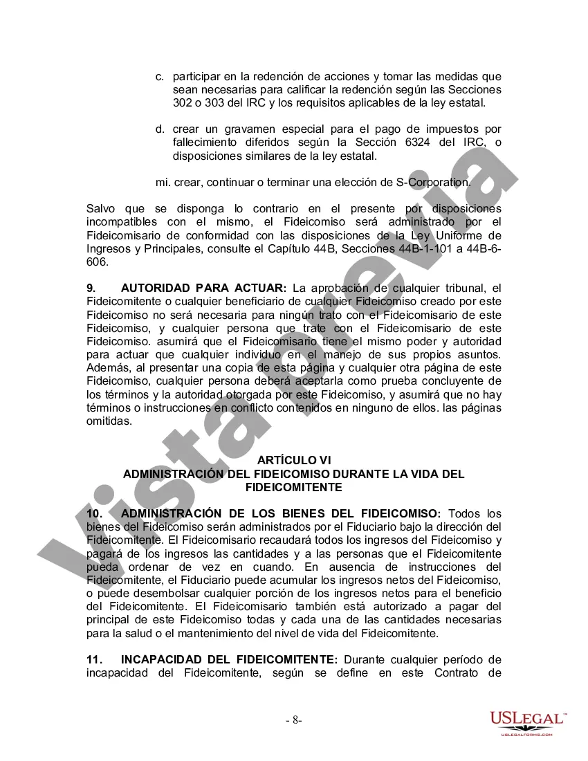 Preview Fideicomiso en vida para esposo y esposa sin hijos