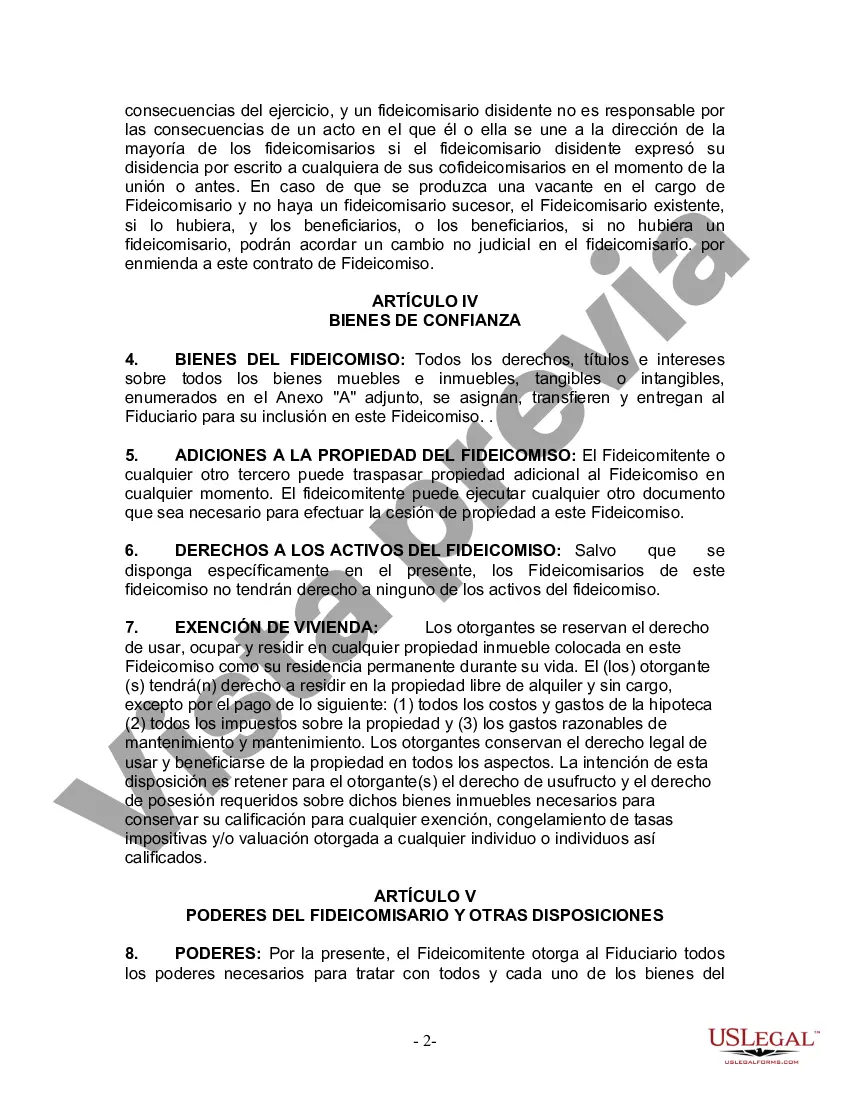 Preview Fideicomiso en Vida para Individuos Solteros, Divorciados o Viudos o Viudos sin Hijos