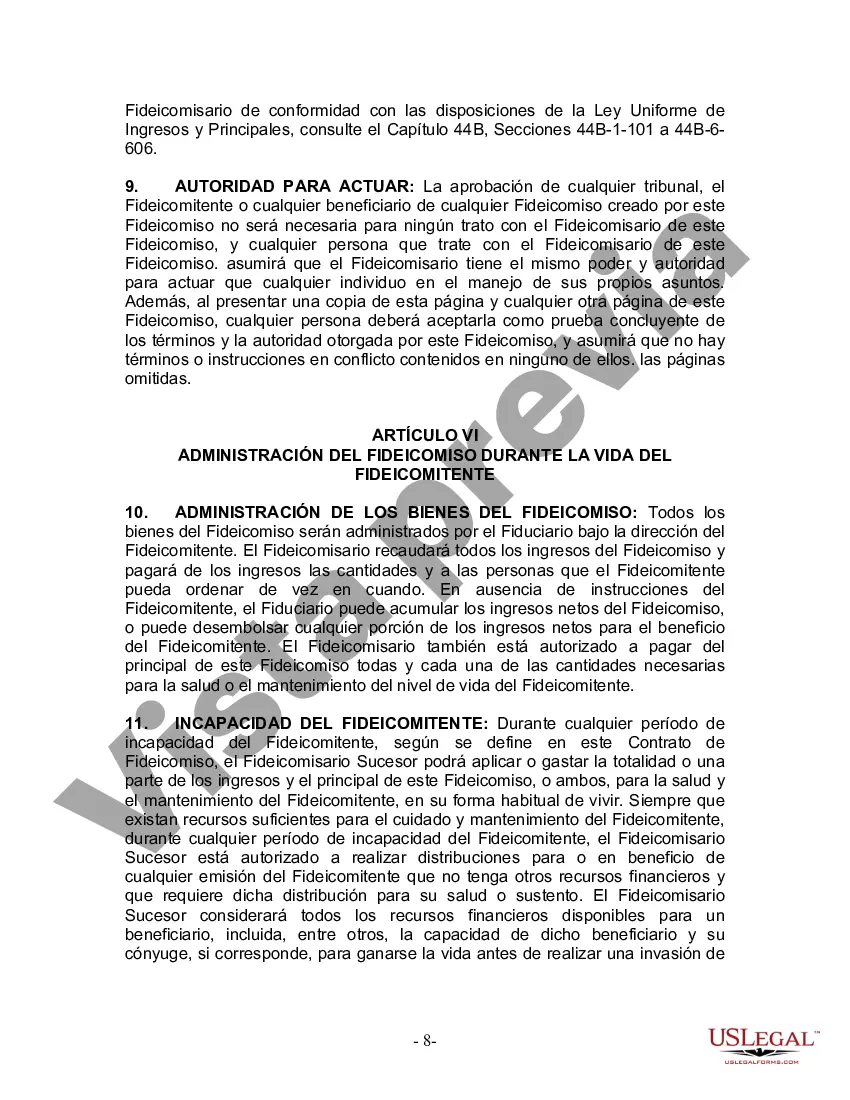 Preview Fideicomiso en Vida para Individuos Solteros, Divorciados o Viudos o Viudos sin Hijos