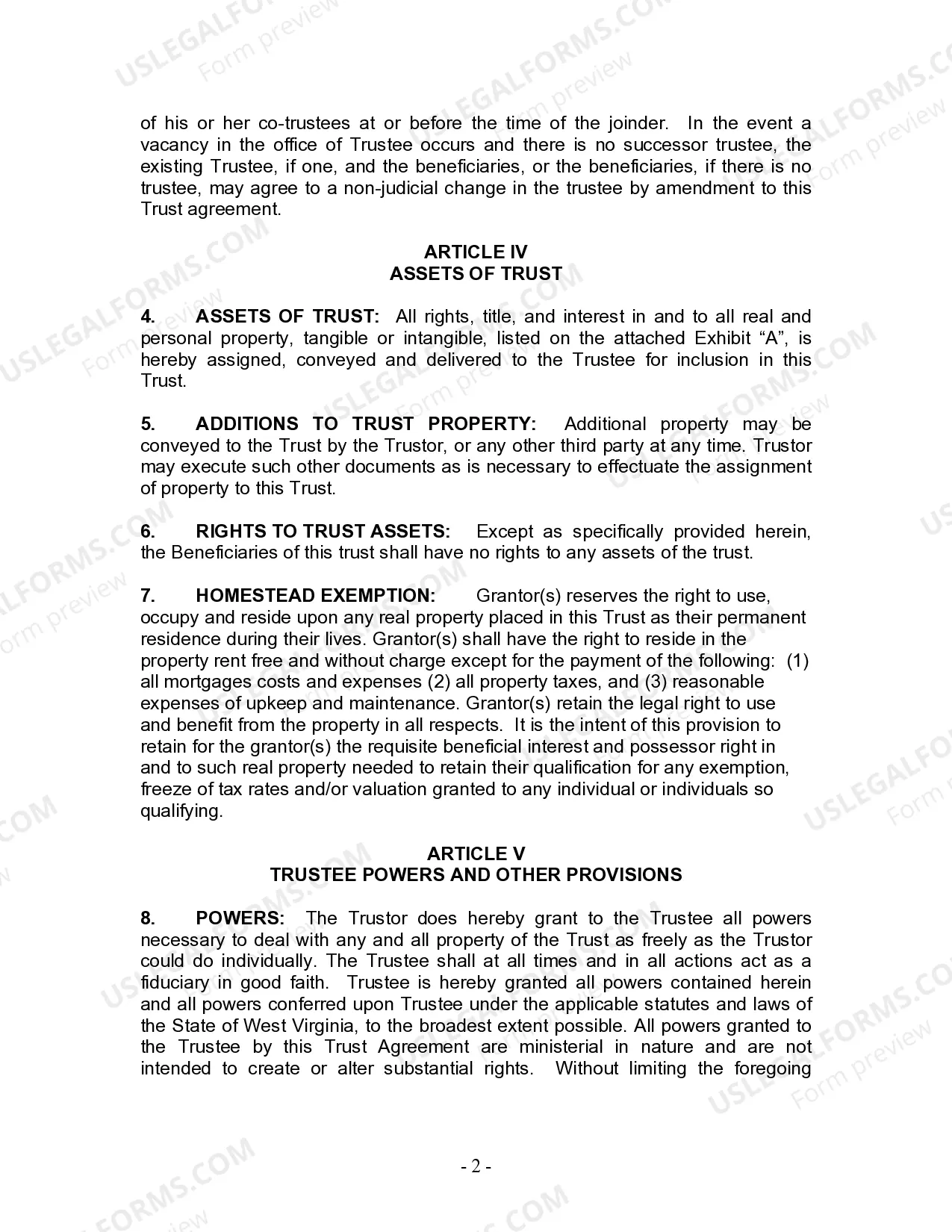 Preview Living Trust for Individual Who is Single, Divorced or Widow or Widower with No Children