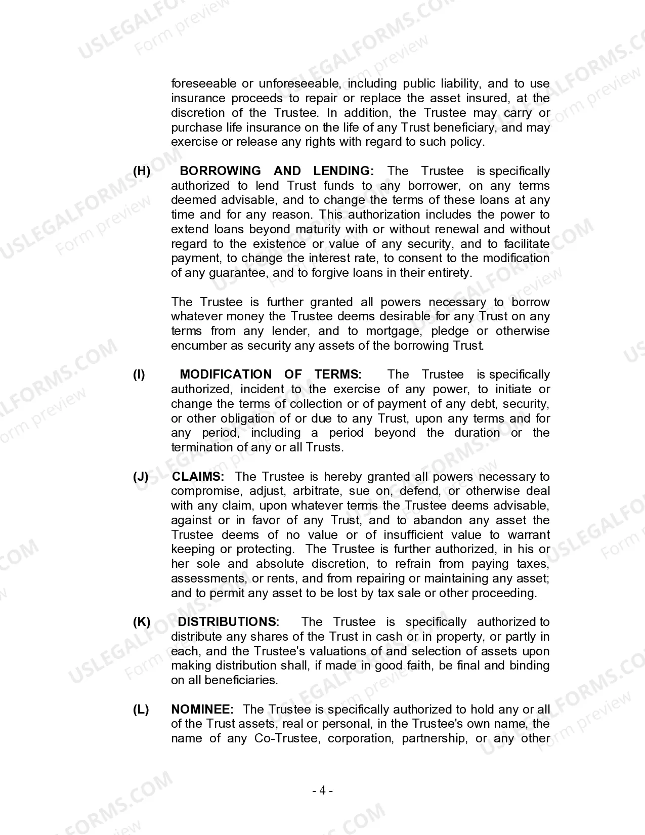 Preview Living Trust for Individual Who is Single, Divorced or Widow or Widower with No Children