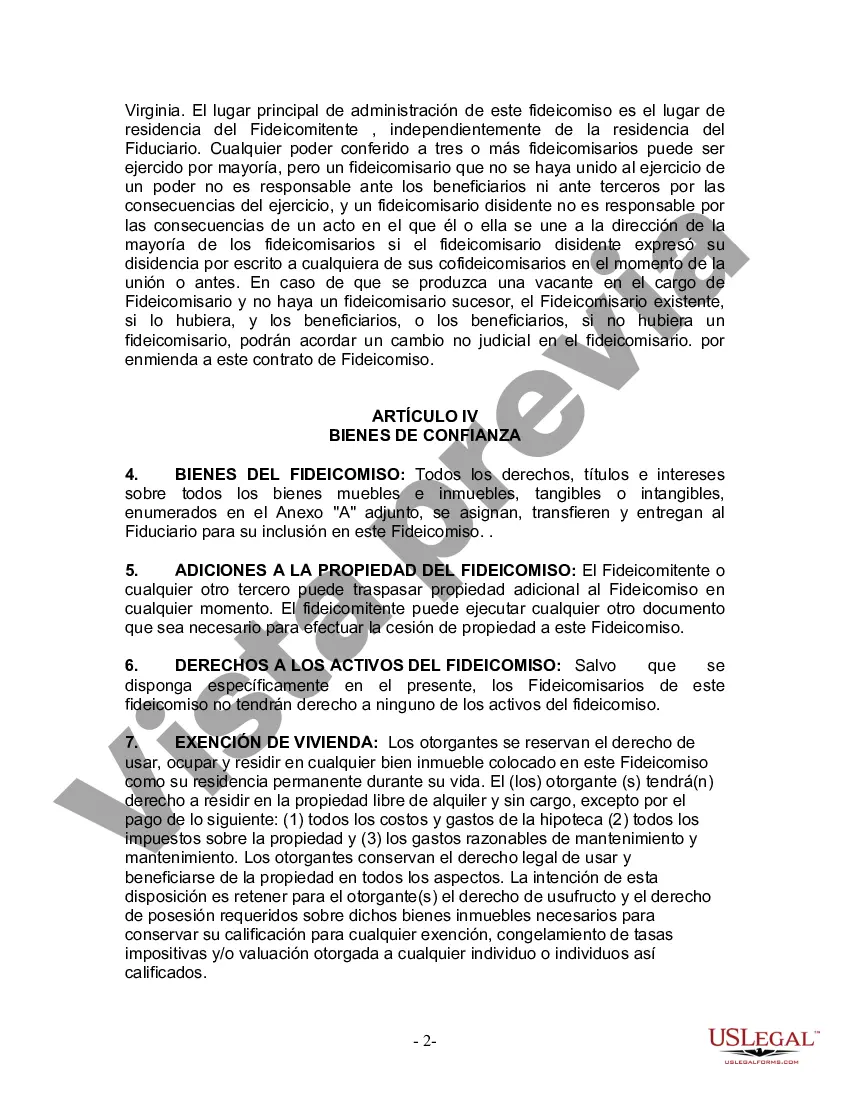 Preview Fideicomiso en Vida para Individuos Solteros, Divorciados o Viudos o Viudos con Hijos