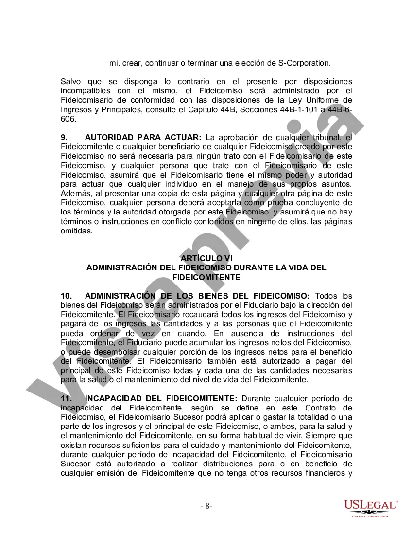Preview Fideicomiso en Vida para Individuos Solteros, Divorciados o Viudos o Viudos con Hijos
