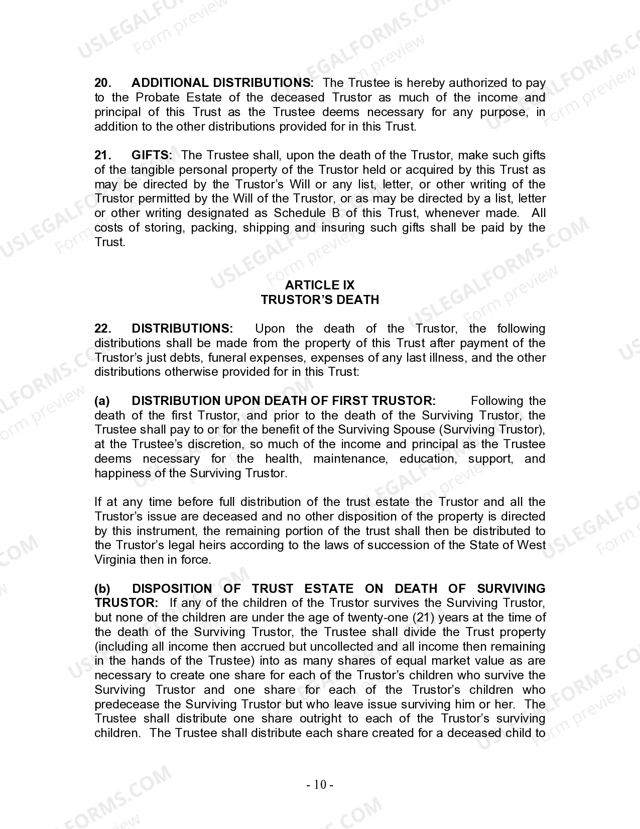 Preview Living Trust for Husband and Wife with Minor and or Adult Children