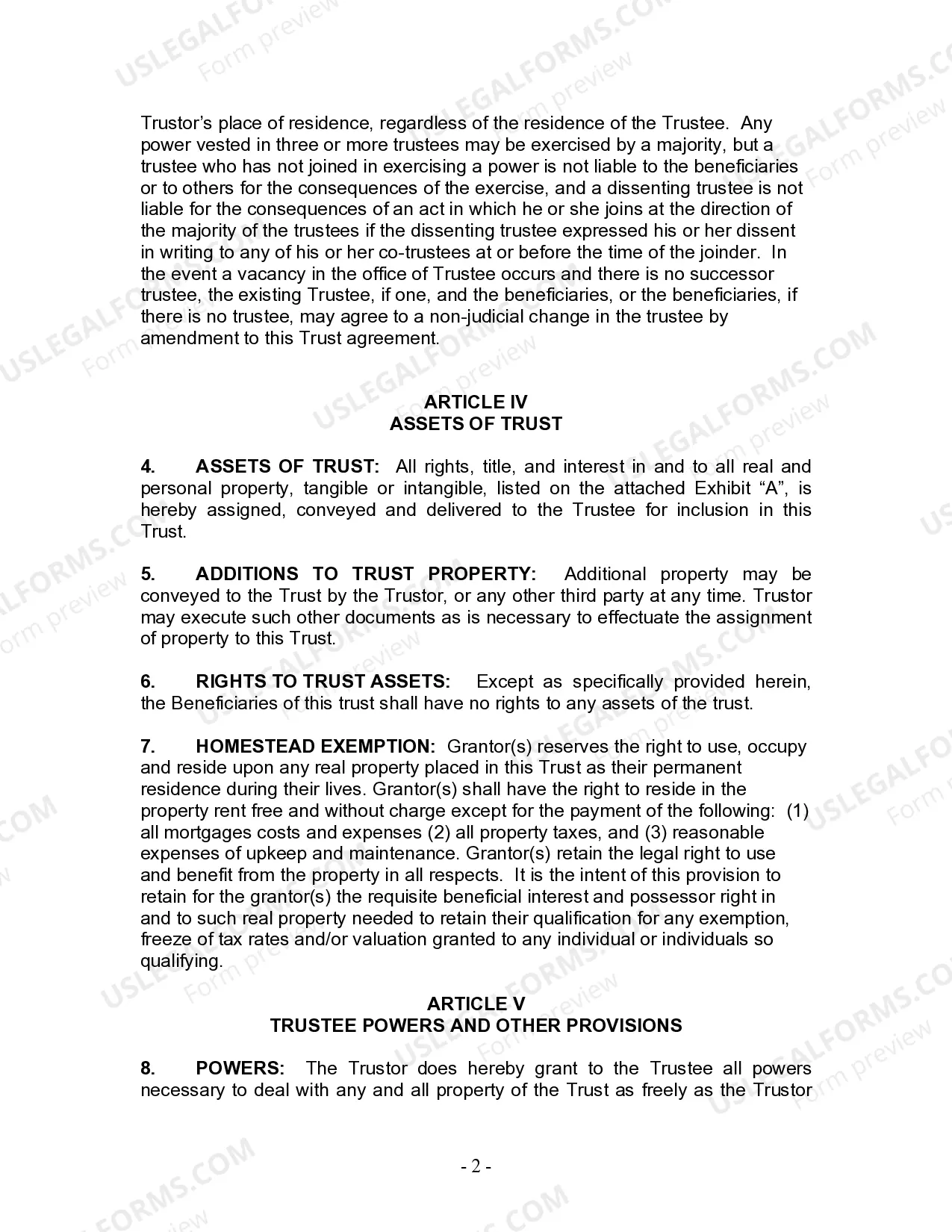 Preview Living Trust for Husband and Wife with Minor and or Adult Children