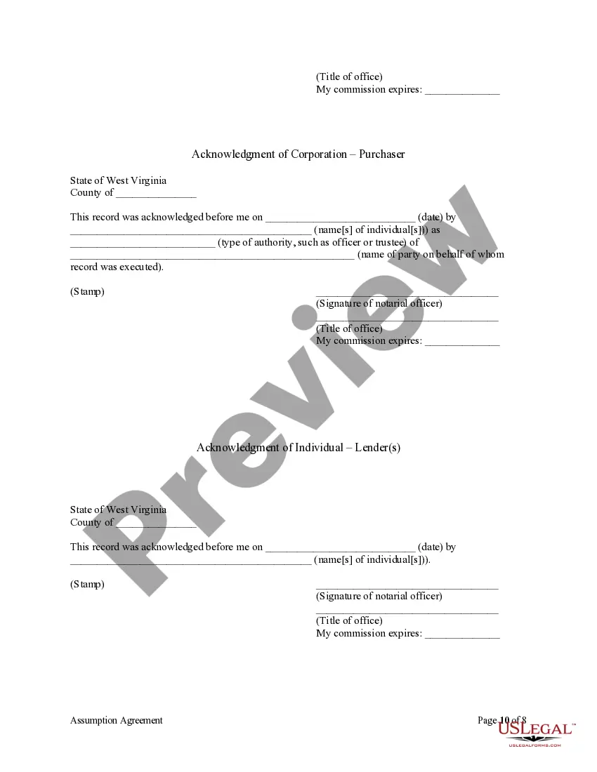 Preview Assumption Agreement of Deed of Trust and Release of Original Mortgagors