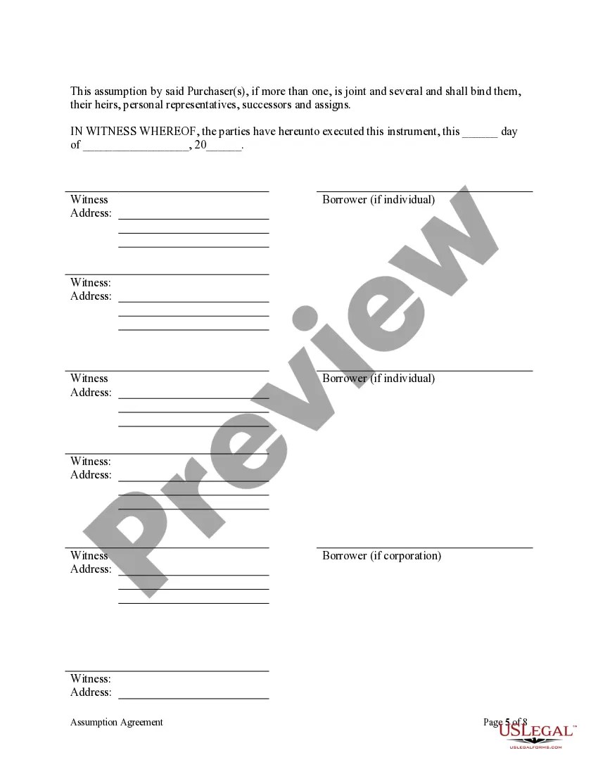 Preview Assumption Agreement of Deed of Trust and Release of Original Mortgagors