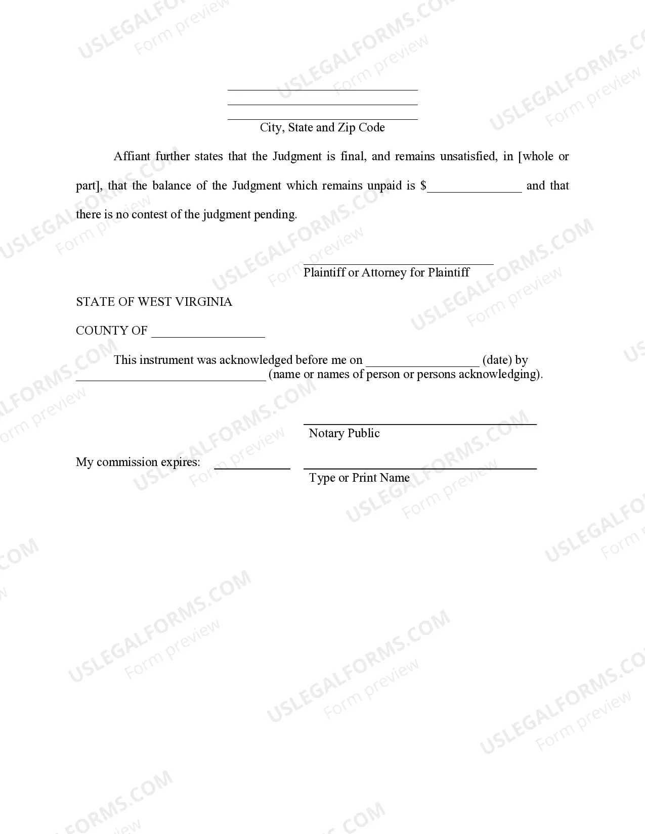 Preview West Virginia Foreign Judgment Enrollment
