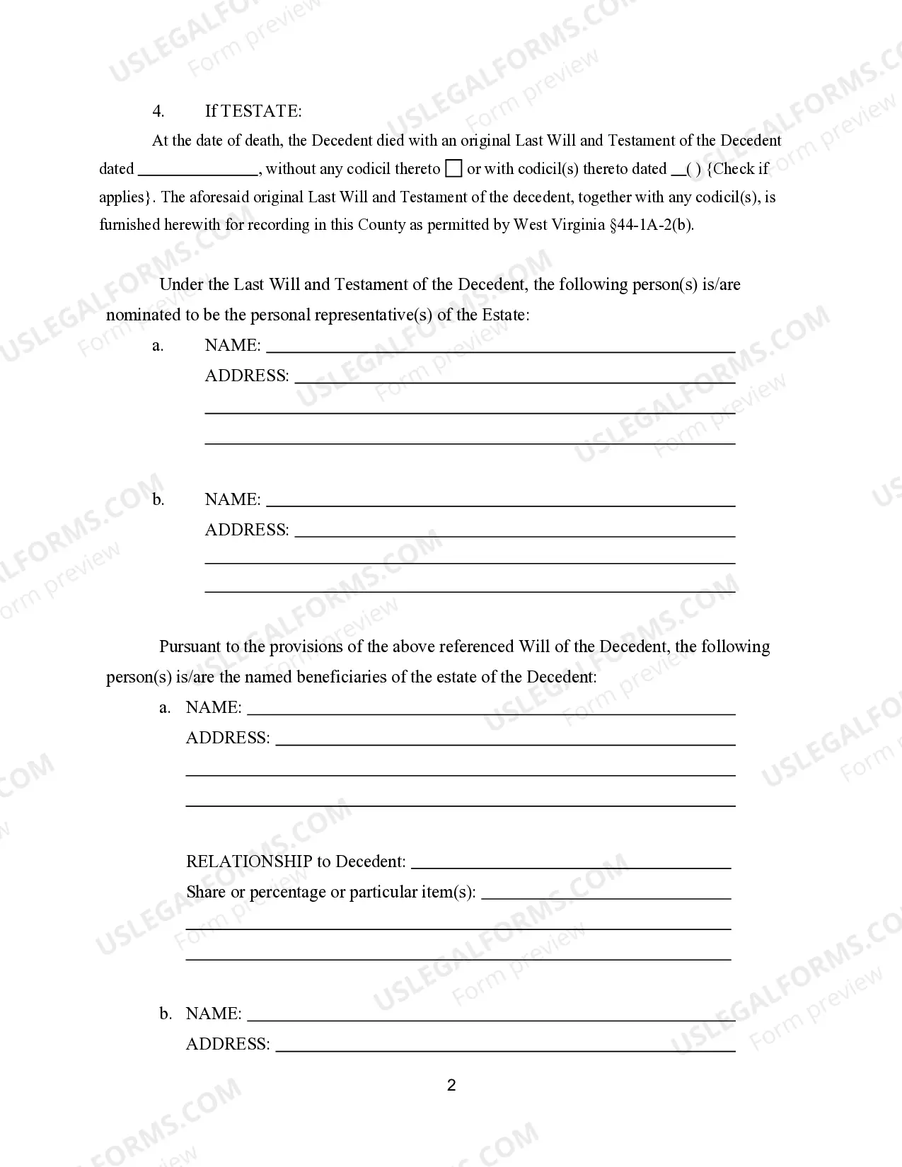 Preview Small Estate Affidavit for Estates under Statutory Amount