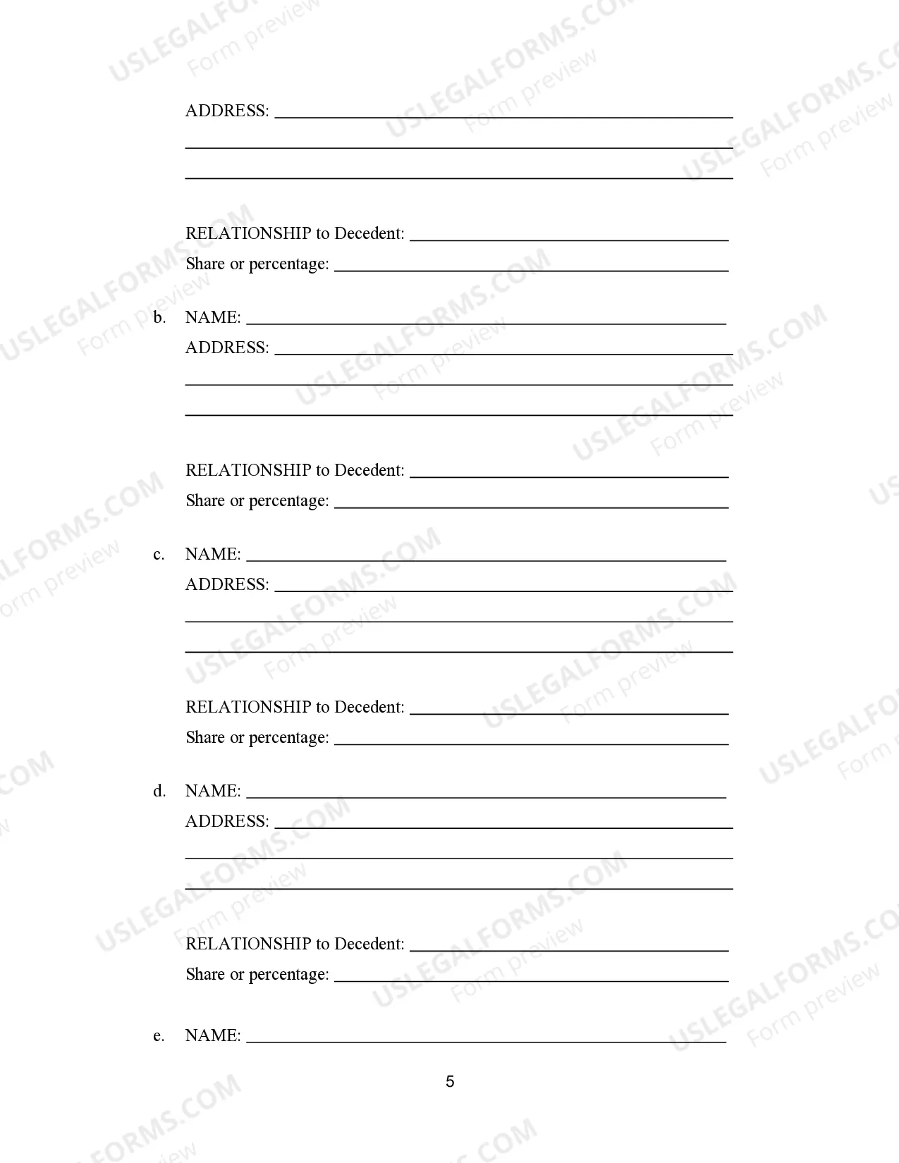 Preview Small Estate Affidavit for Estates under Statutory Amount