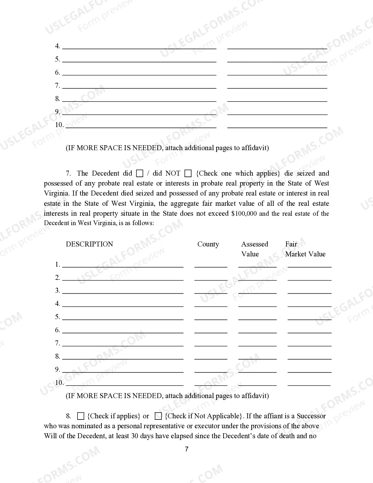 Preview Small Estate Affidavit for Estates under Statutory Amount