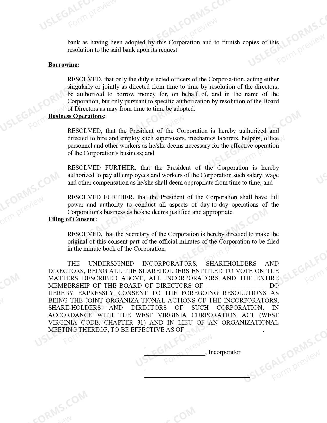 Preview Minutes for Organizational Meeting
