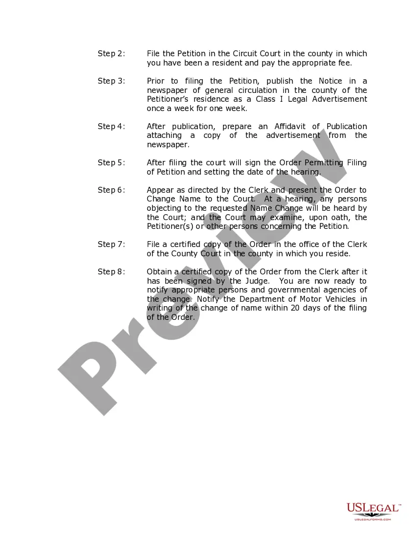 Preview West Virginia Name Change Instructions and Forms Package for an Adult