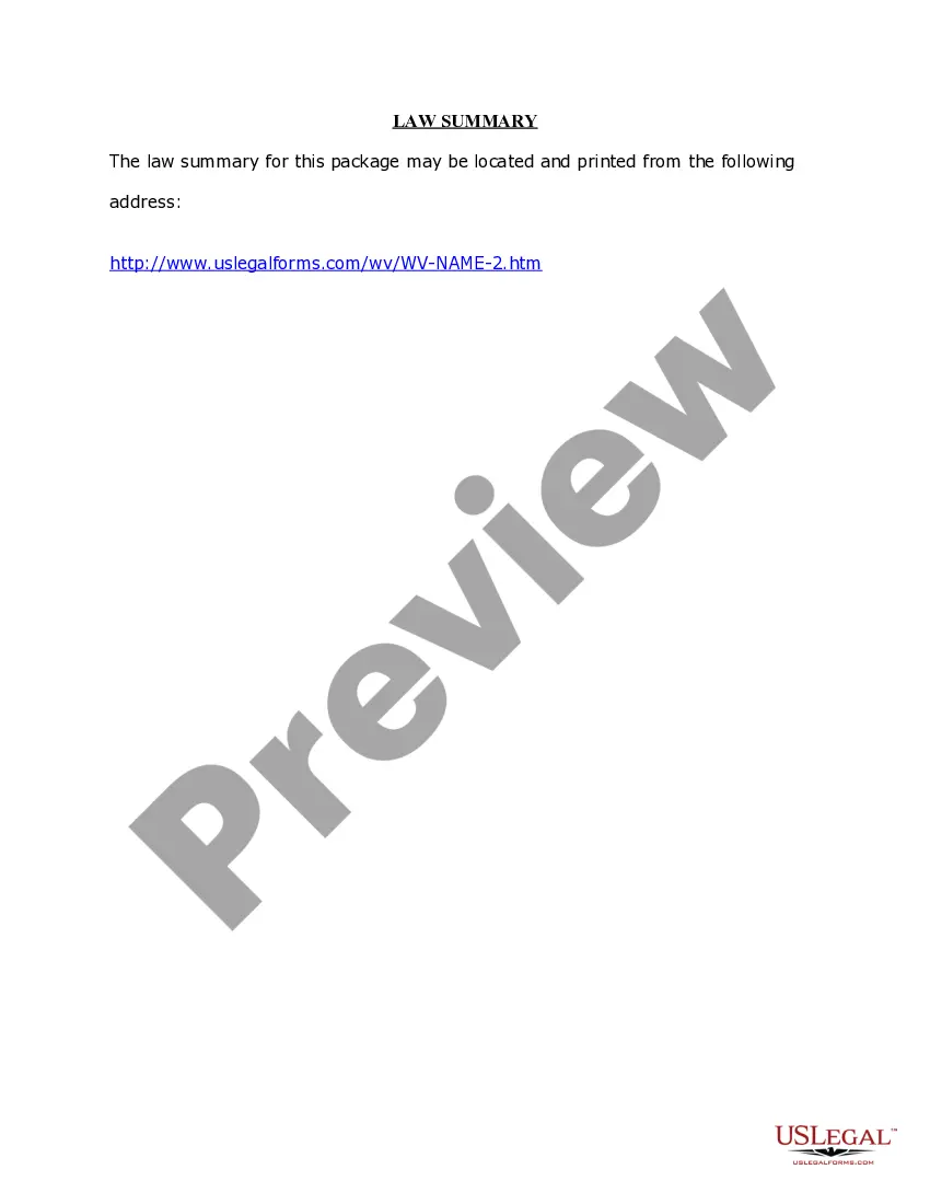Preview West Virginia Name Change Instructions and Forms Package for a Minor
