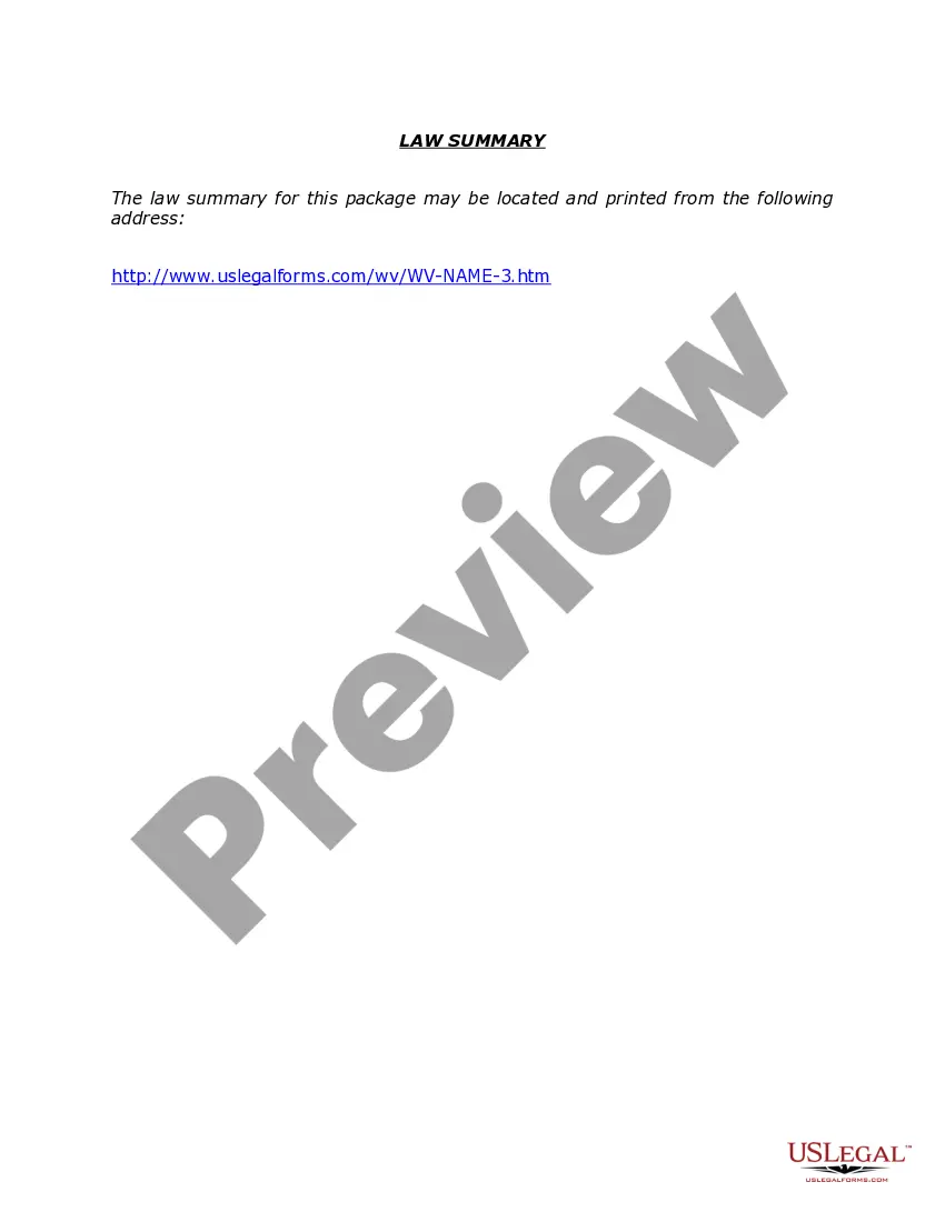 Preview West Virginia Name Change Instructions and Forms Package for a Family