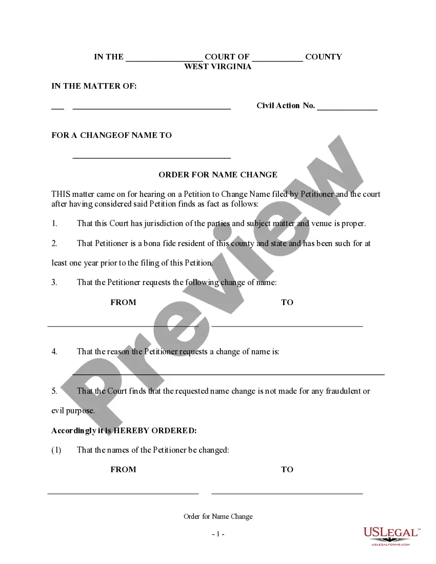 West Virginia Affidavit Of Publication For Name Change US Legal Forms