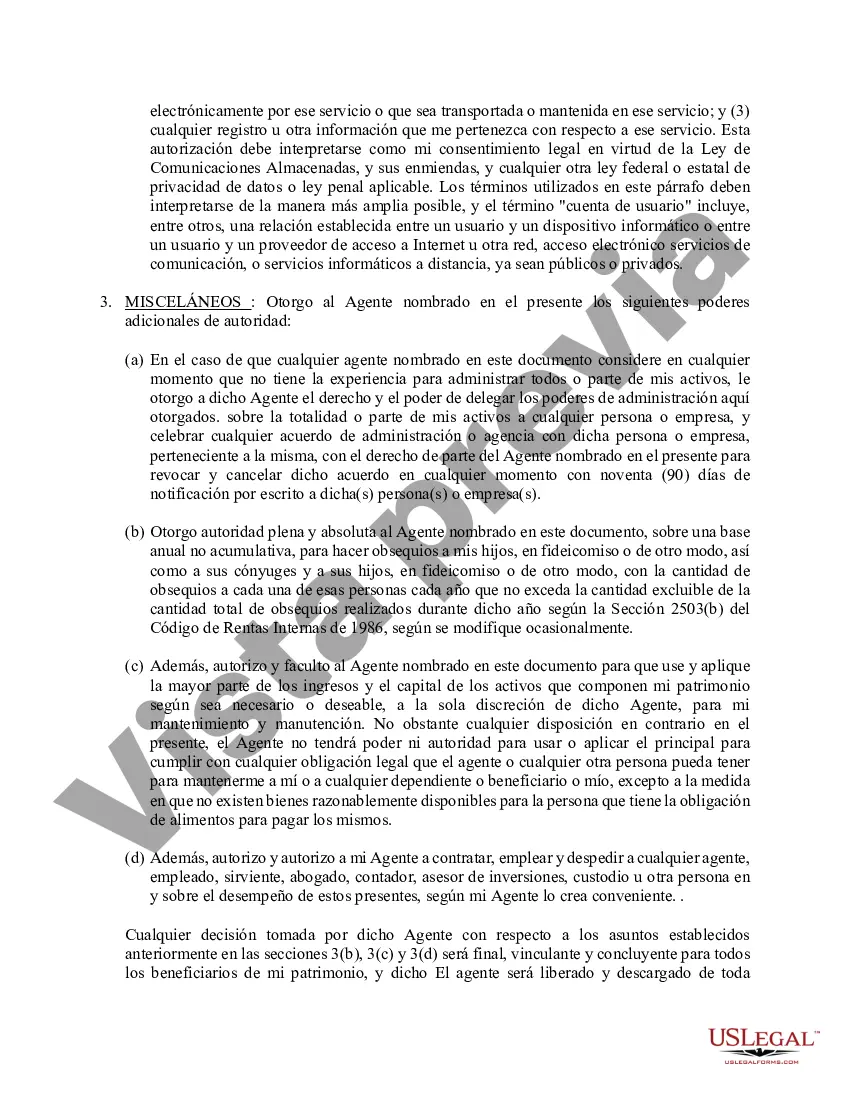 Preview Poder general duradero para la propiedad y las finanzas o efectivo financiero en caso de incapacidad