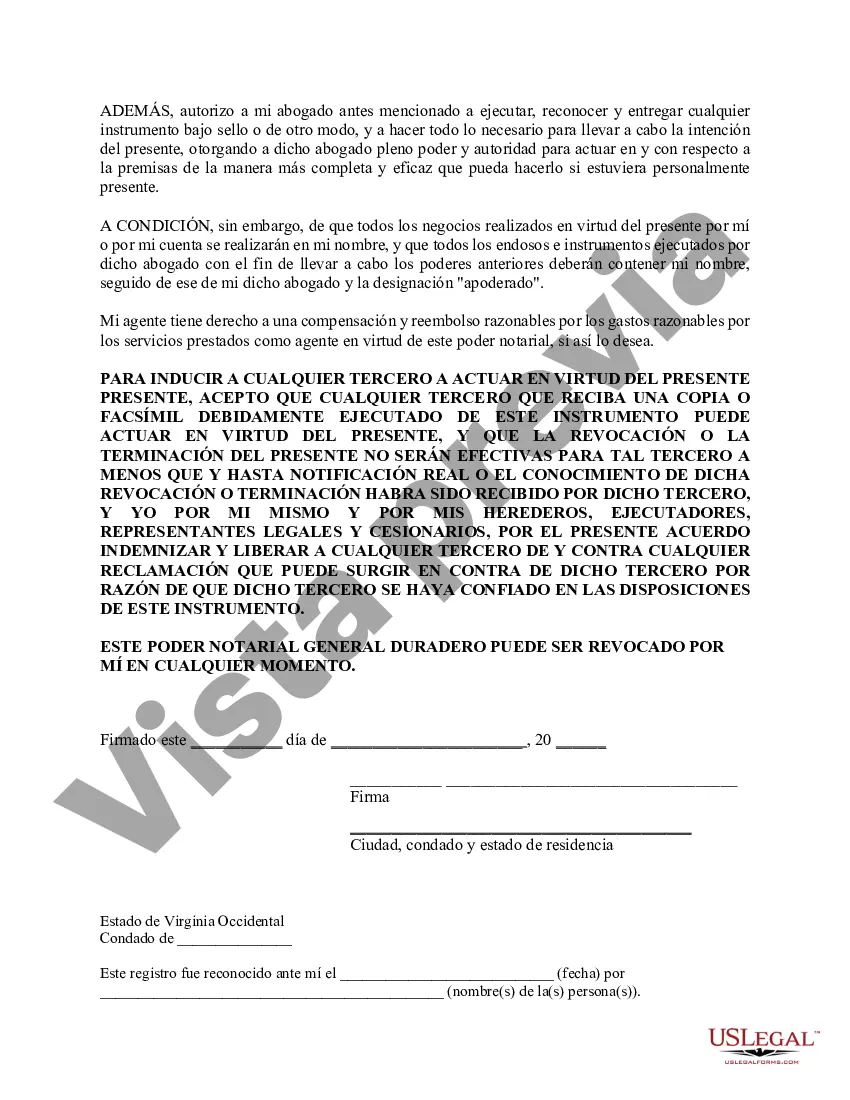 Preview Poder general duradero para la propiedad y las finanzas o efectivo financiero en caso de incapacidad