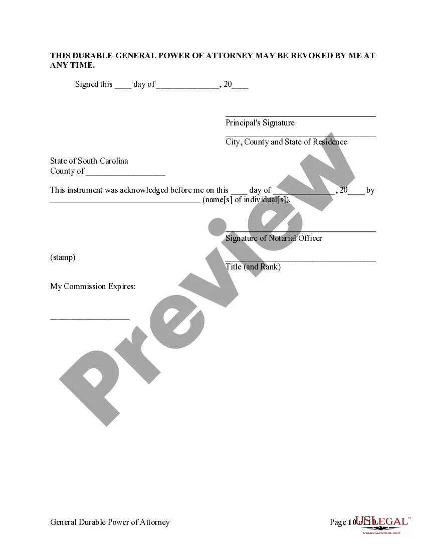 Preview General Durable Power of Attorney for Property and Finances or Financial Effective upon Disability