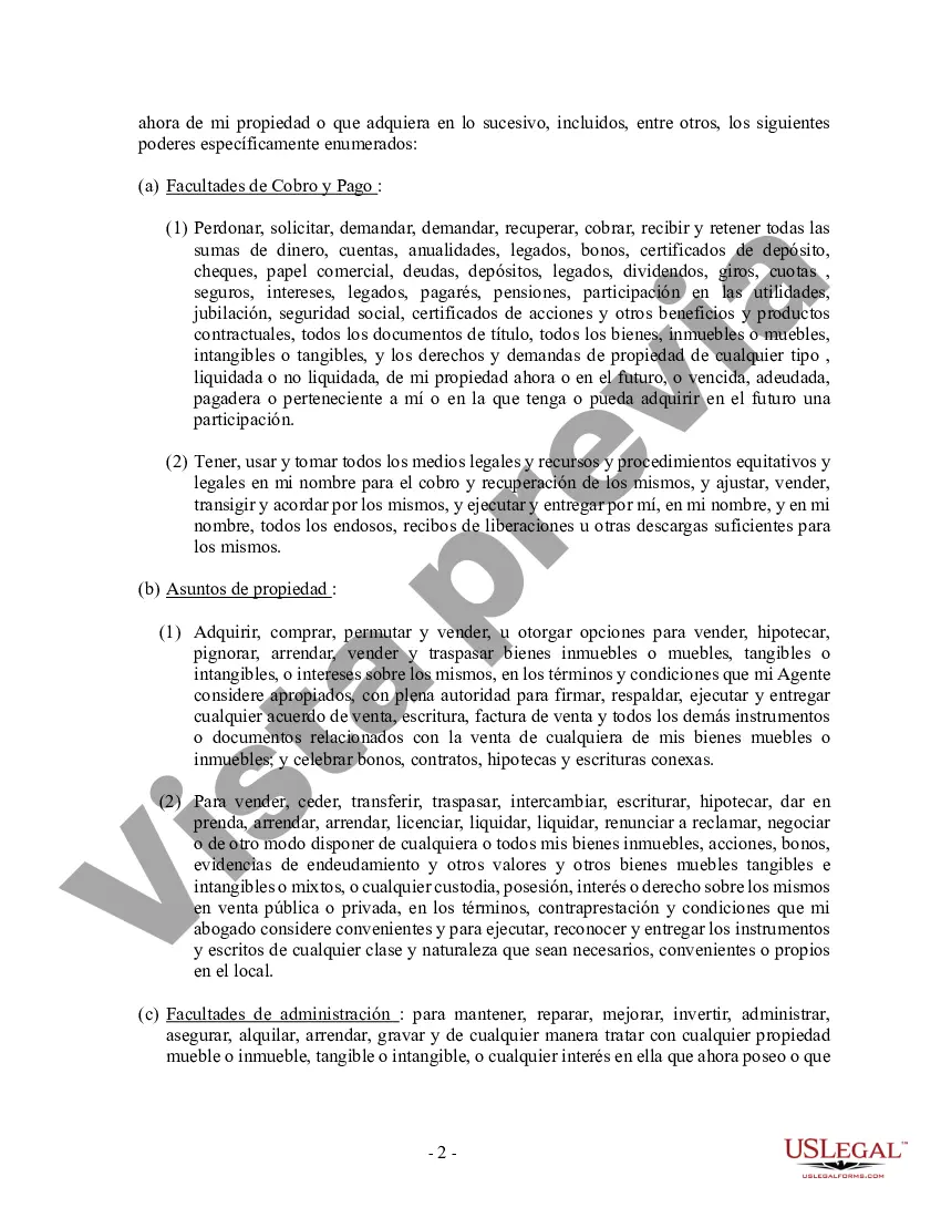 Preview Poder General Duradero para Bienes y Finanzas o Financiero Efectivo Inmediatamente