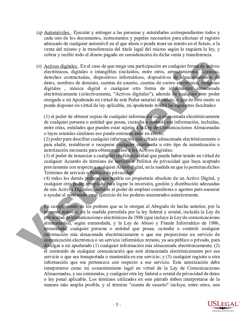 Preview Poder General Duradero para Bienes y Finanzas o Financiero Efectivo Inmediatamente