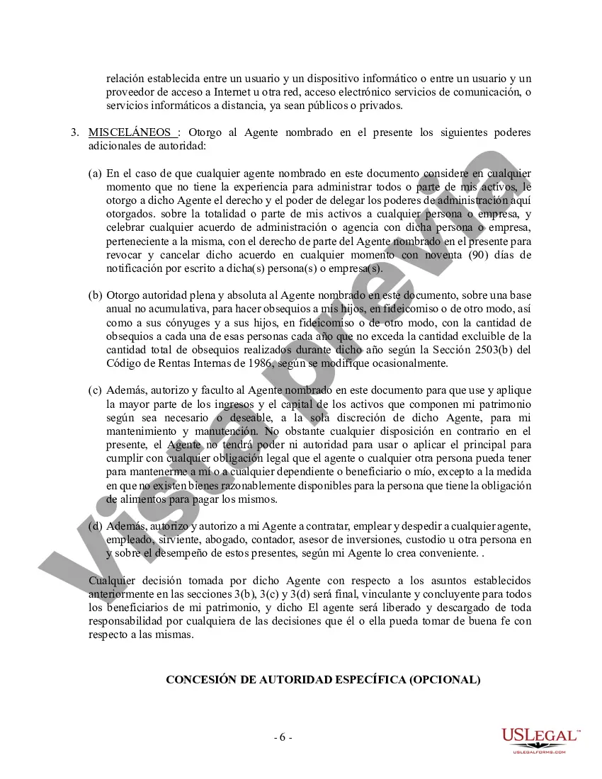 Preview Poder General Duradero para Bienes y Finanzas o Financiero Efectivo Inmediatamente