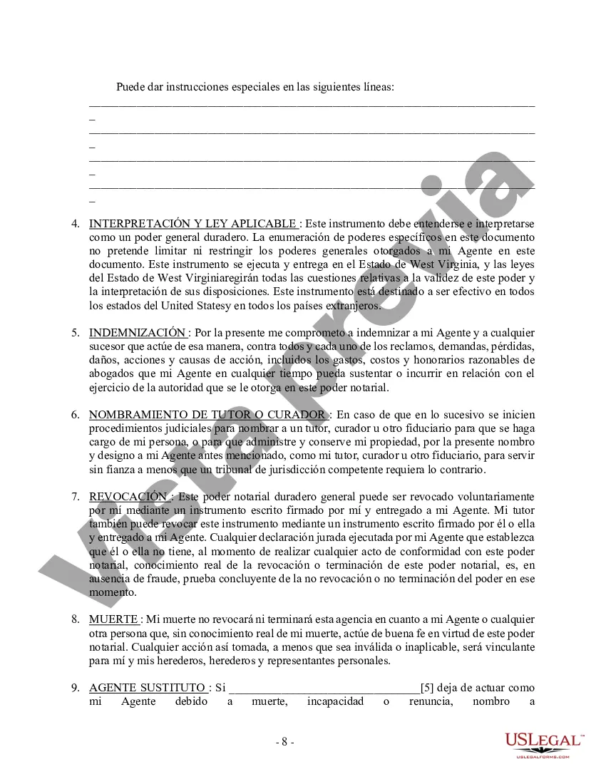 Preview Poder General Duradero para Bienes y Finanzas o Financiero Efectivo Inmediatamente