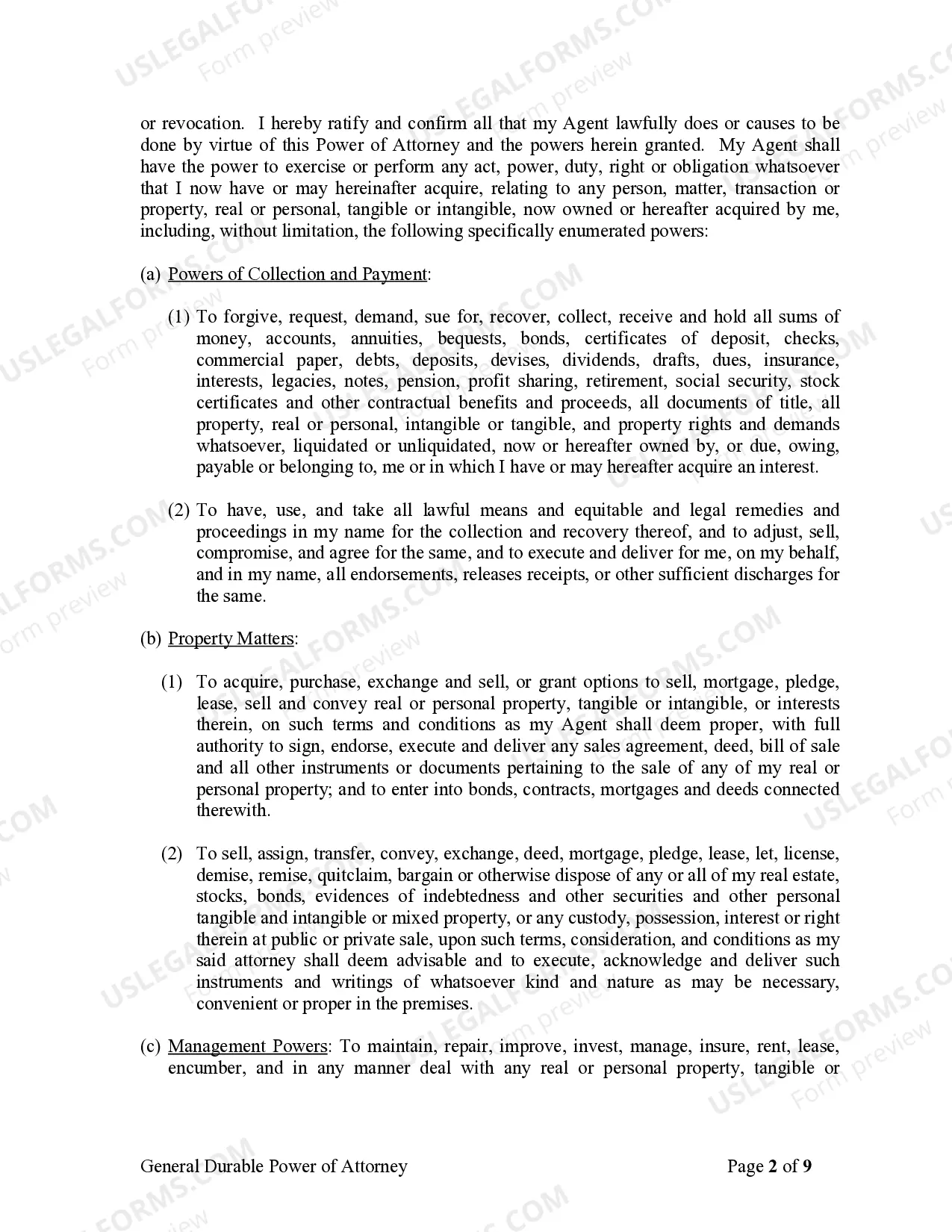 Preview General Durable Power of Attorney for Property and Finances or Financial Effective Immediately