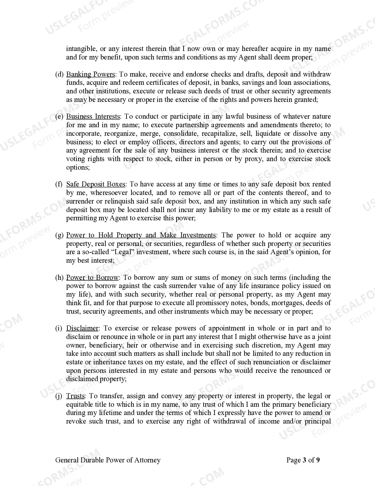 Preview General Durable Power of Attorney for Property and Finances or Financial Effective Immediately