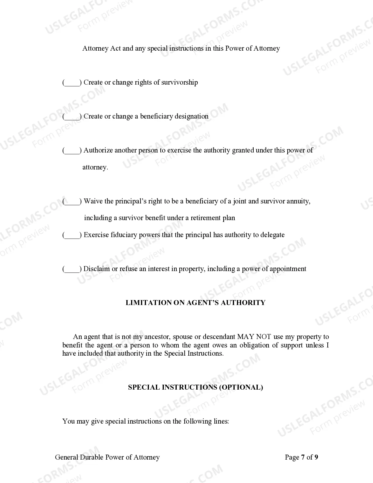 Preview General Durable Power of Attorney for Property and Finances or Financial Effective Immediately