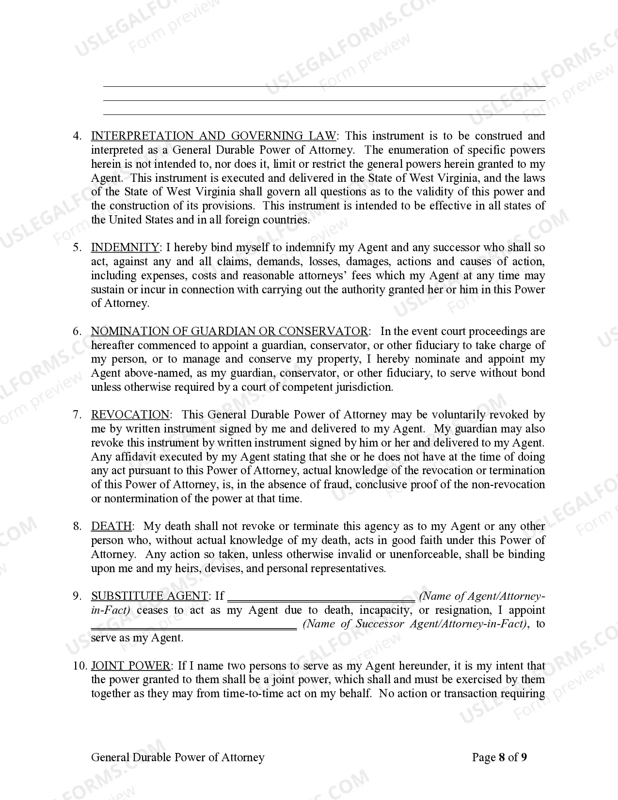 Preview General Durable Power of Attorney for Property and Finances or Financial Effective Immediately