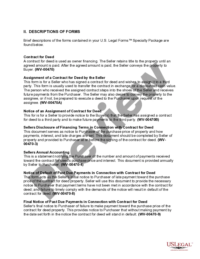 Get West Virginia Contract for Deed Package Preview West Virginia Contract for Deed Package