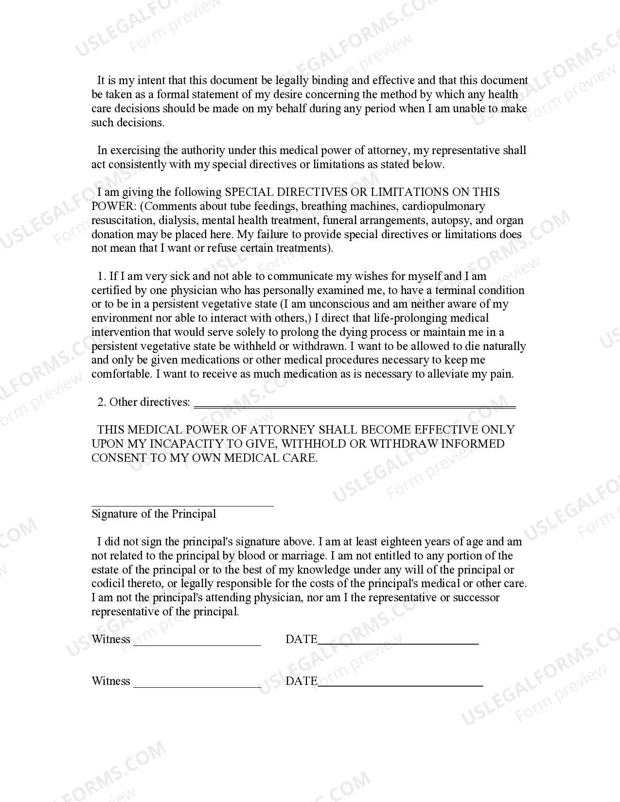 Preview Statutory Medical Power of Attorney and Living Will