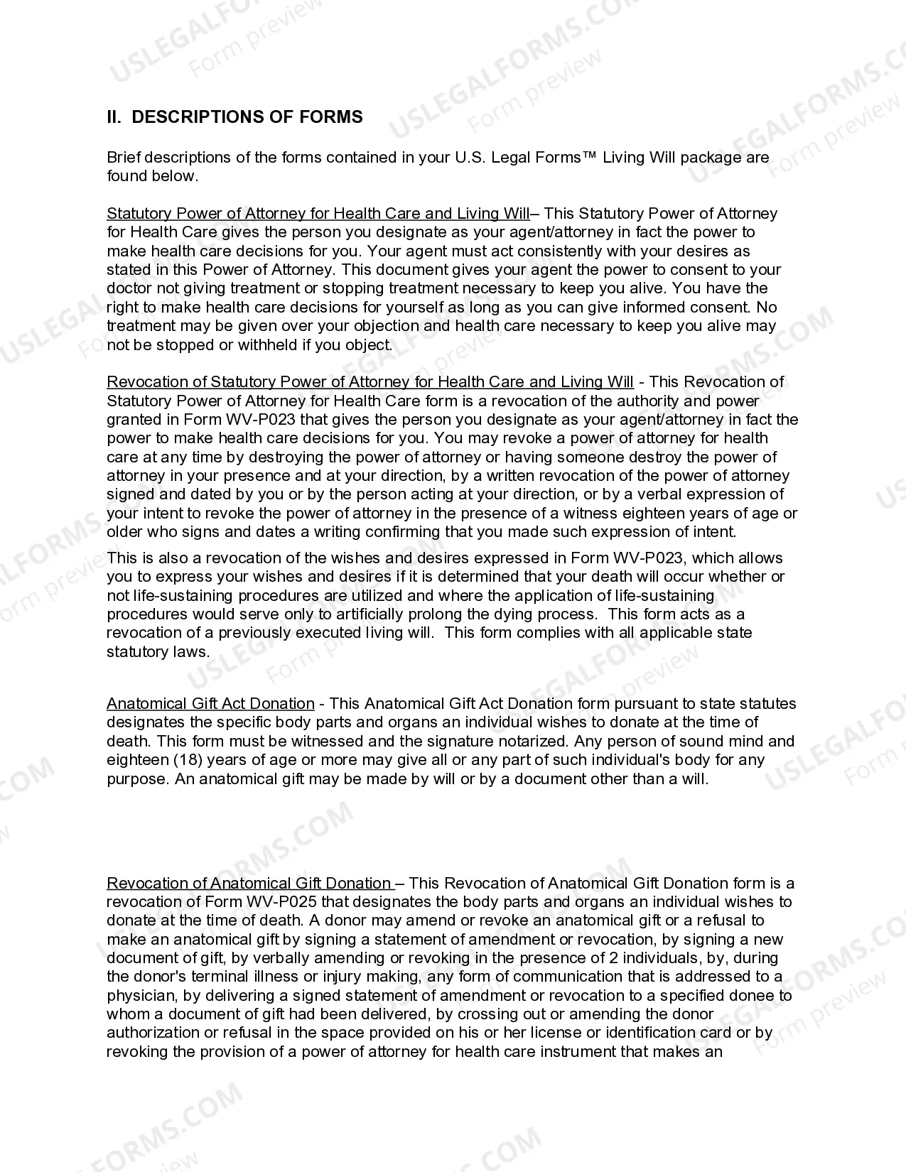 Preview West Virginia Living Wills and Health Care Package