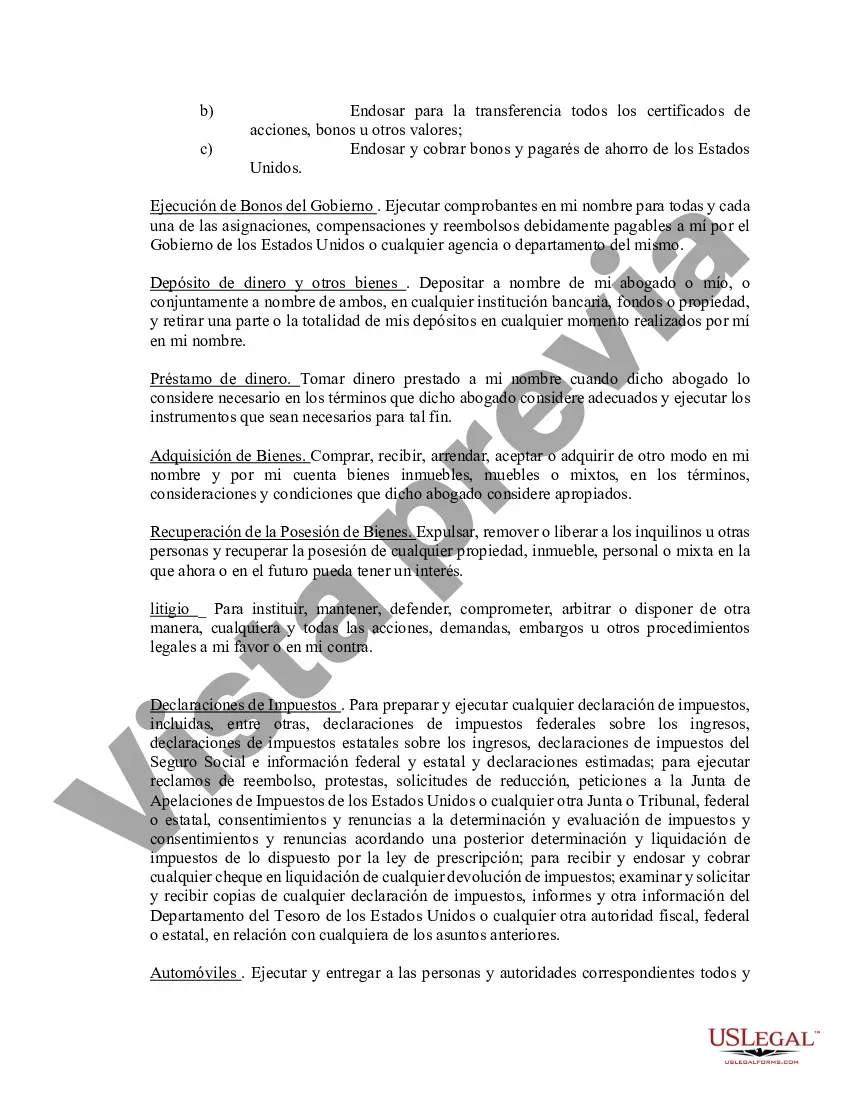 Preview Poder notarial limitado en el que se especifican poderes con ejemplos de poderes incluidos