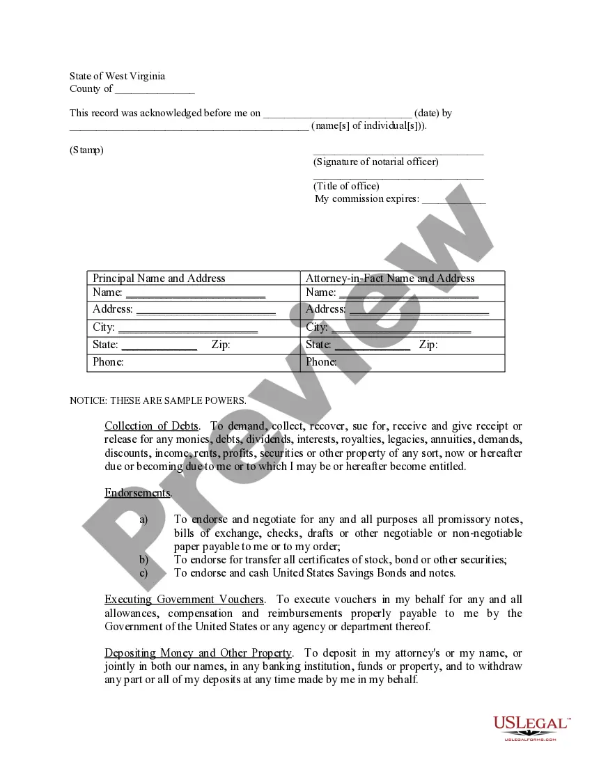 Preview Limited Power of Attorney where you Specify Powers with Sample Powers Included