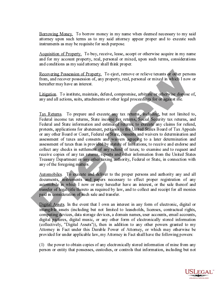 Preview Limited Power of Attorney where you Specify Powers with Sample Powers Included