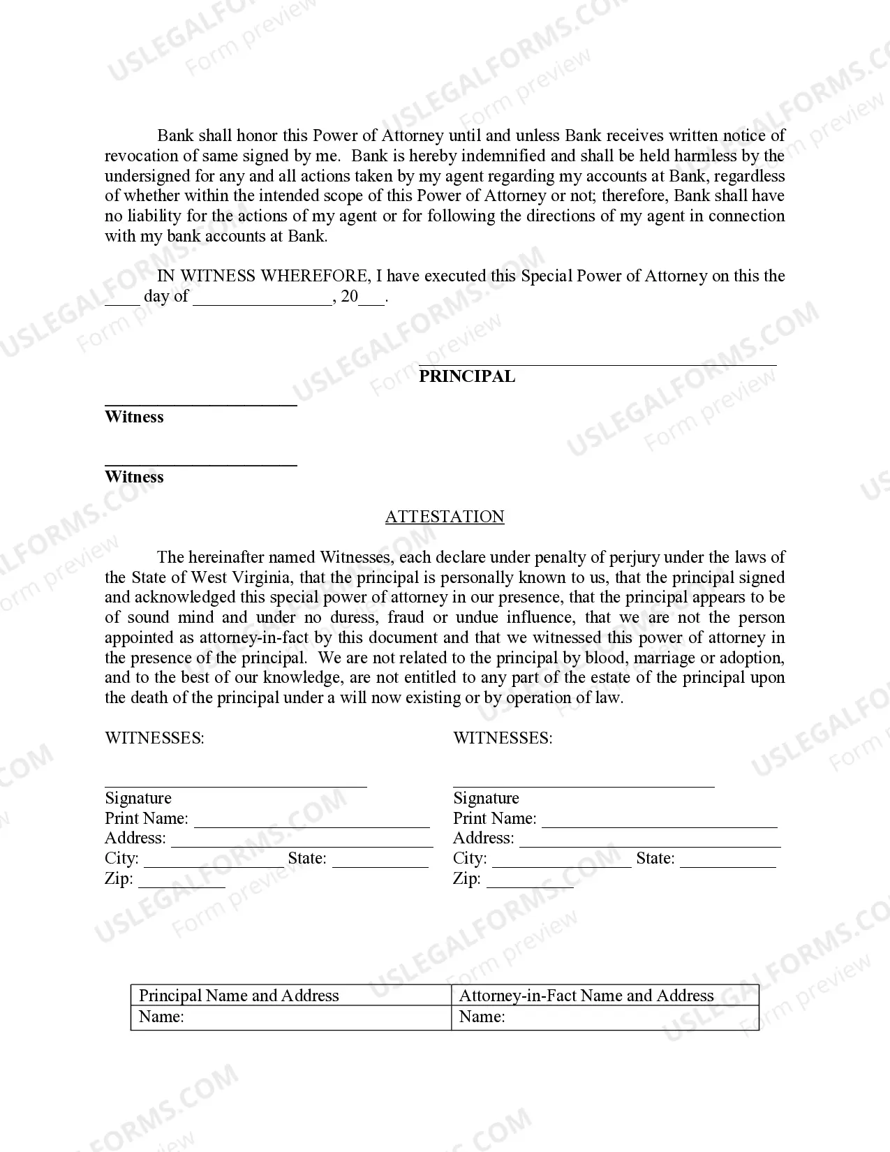 Preview Special Durable Power of Attorney for Bank Account Matters