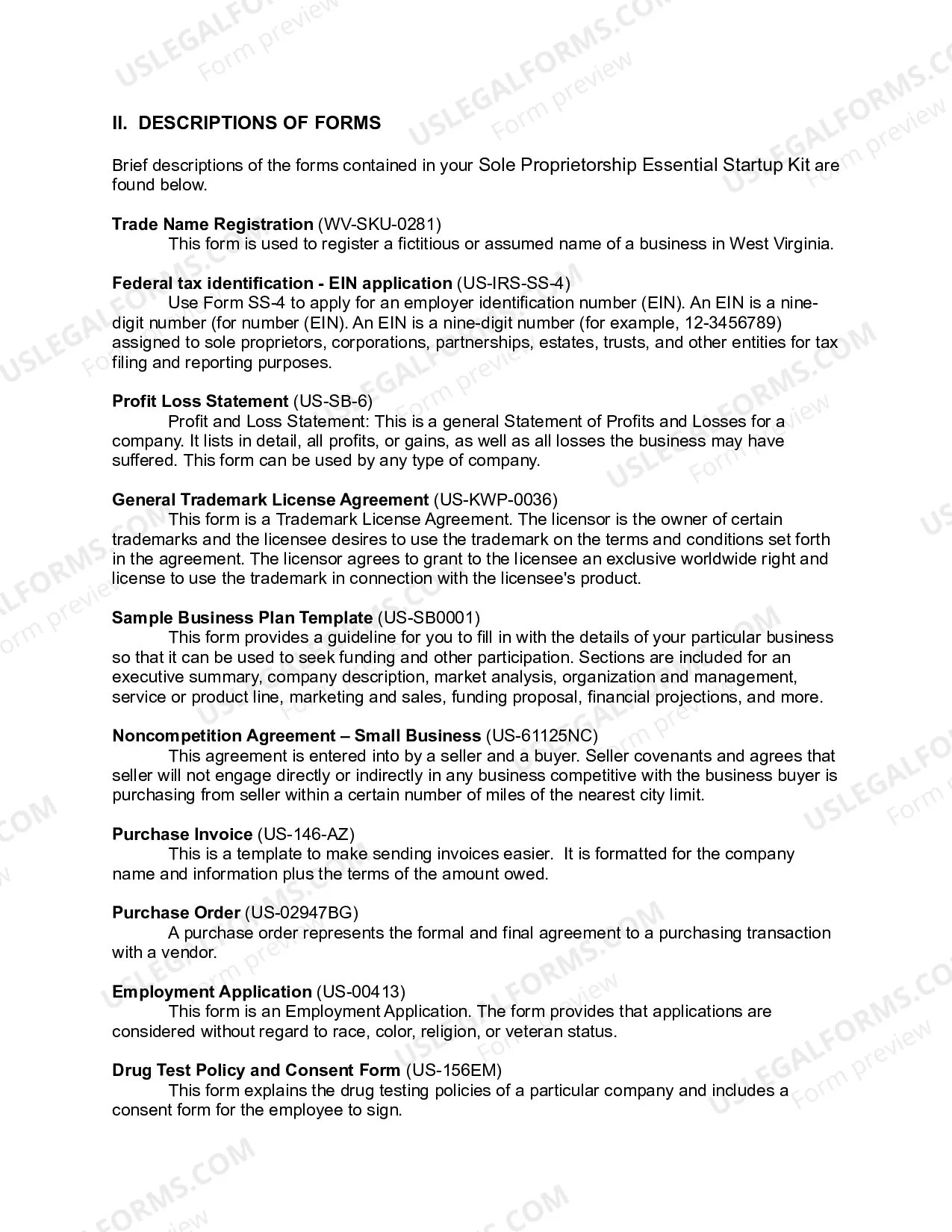 Preview West Virginia Sole Proprietorship Essential Startup Kit