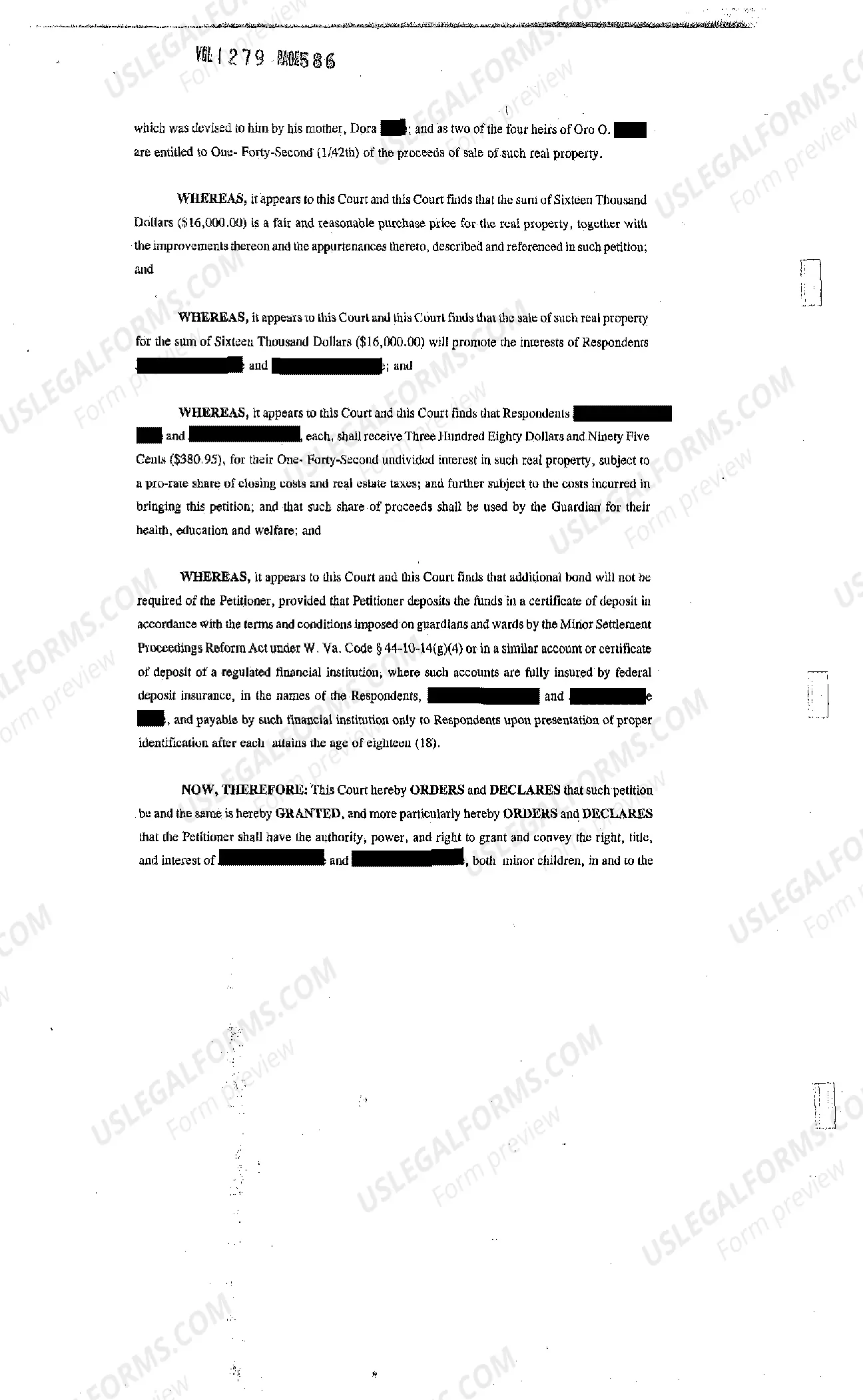 Preview Order Authorizing Sale of Decedent's Property