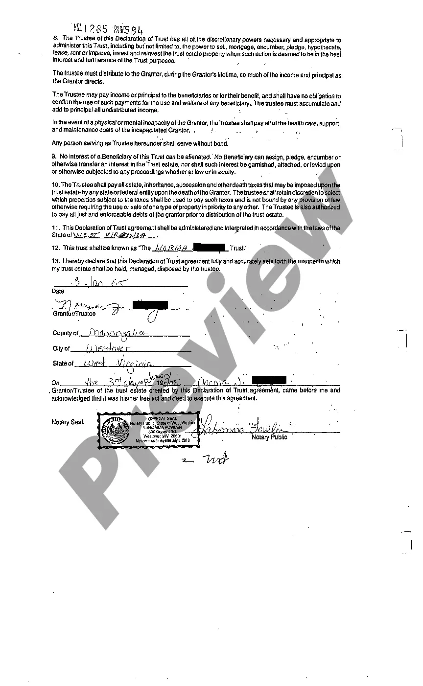 Preview Declaration of Trust