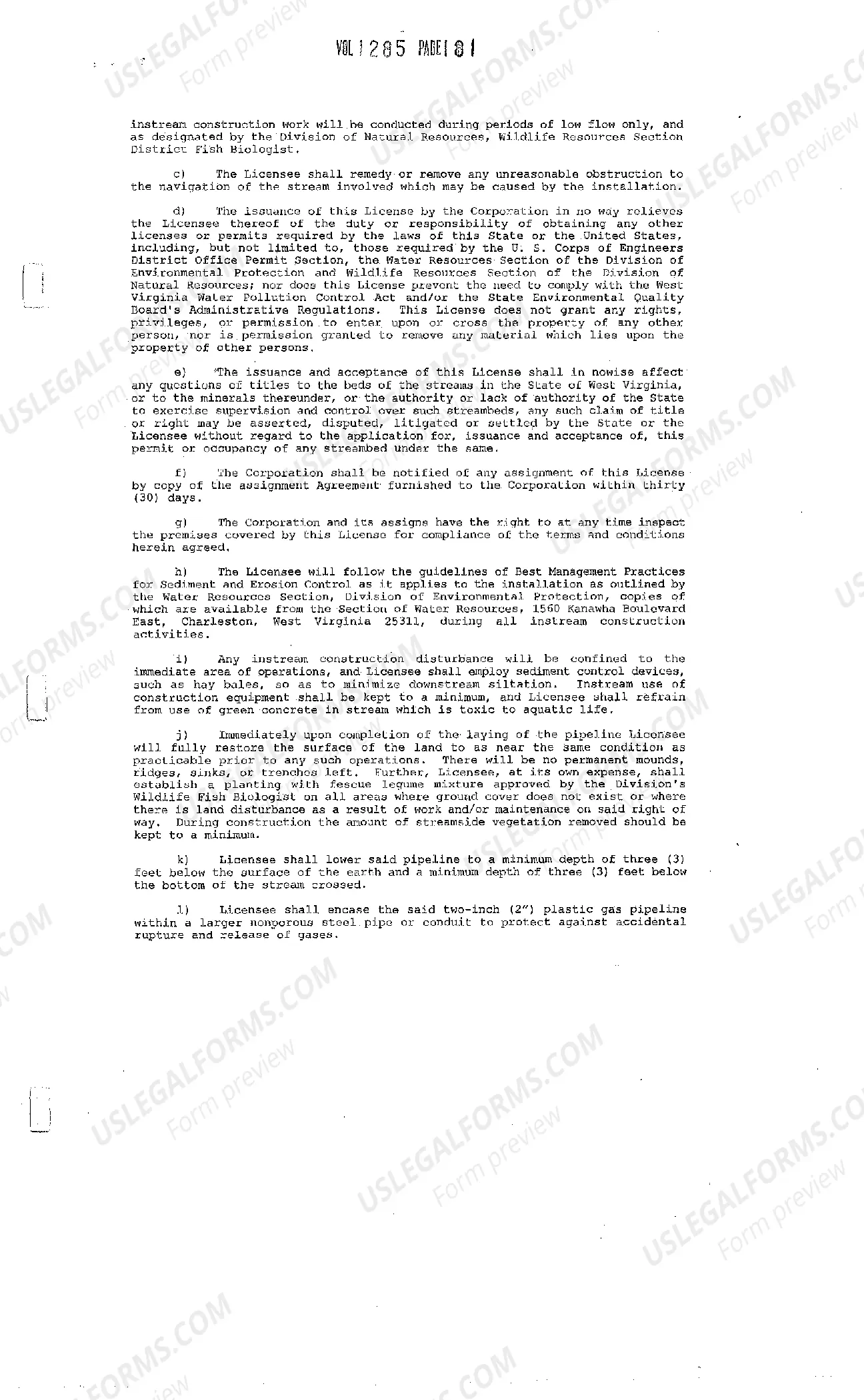 Preview License Agreement to Construct and Operate Gas Pipeline