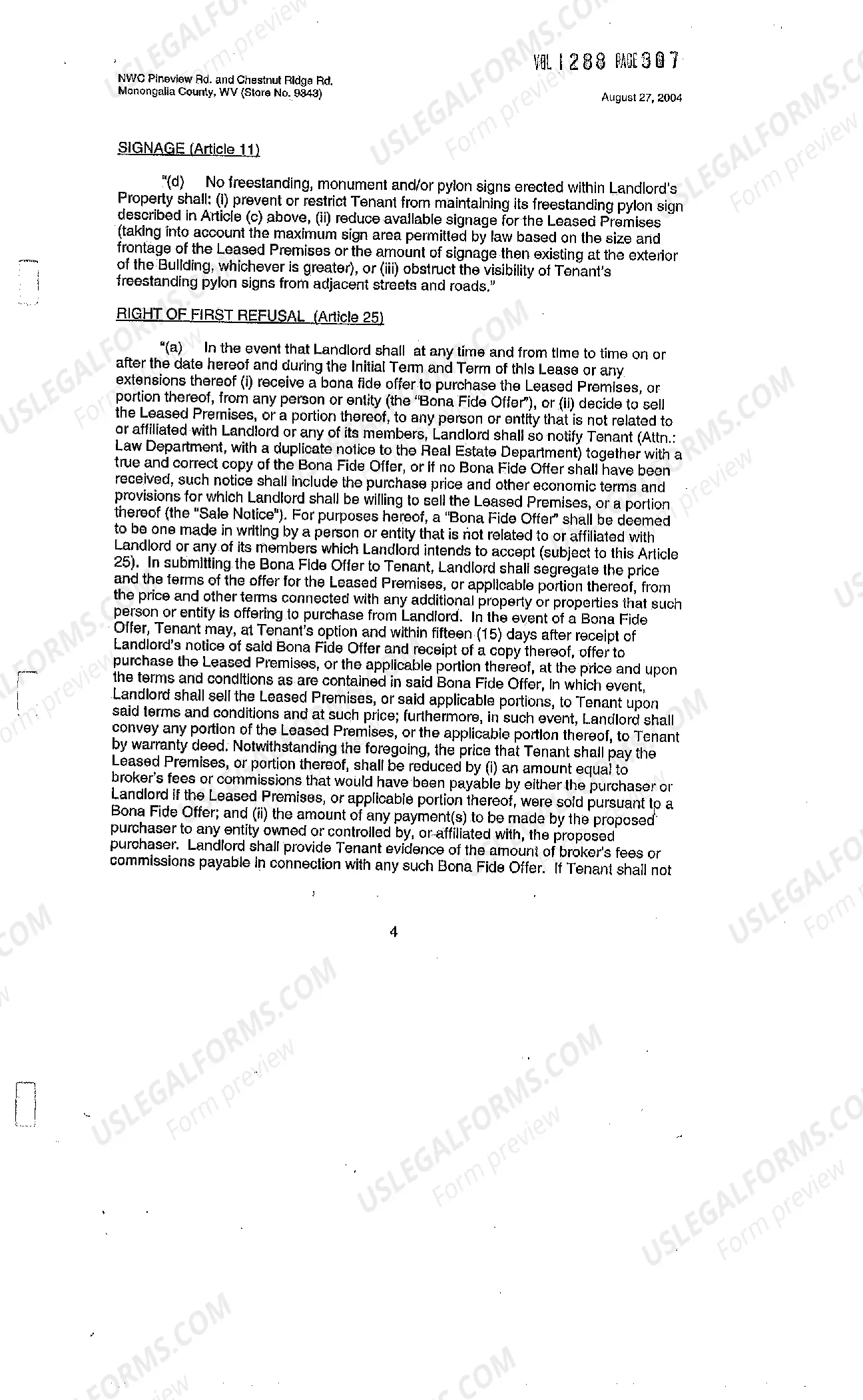 Preview Memorandum of Commercial Lease