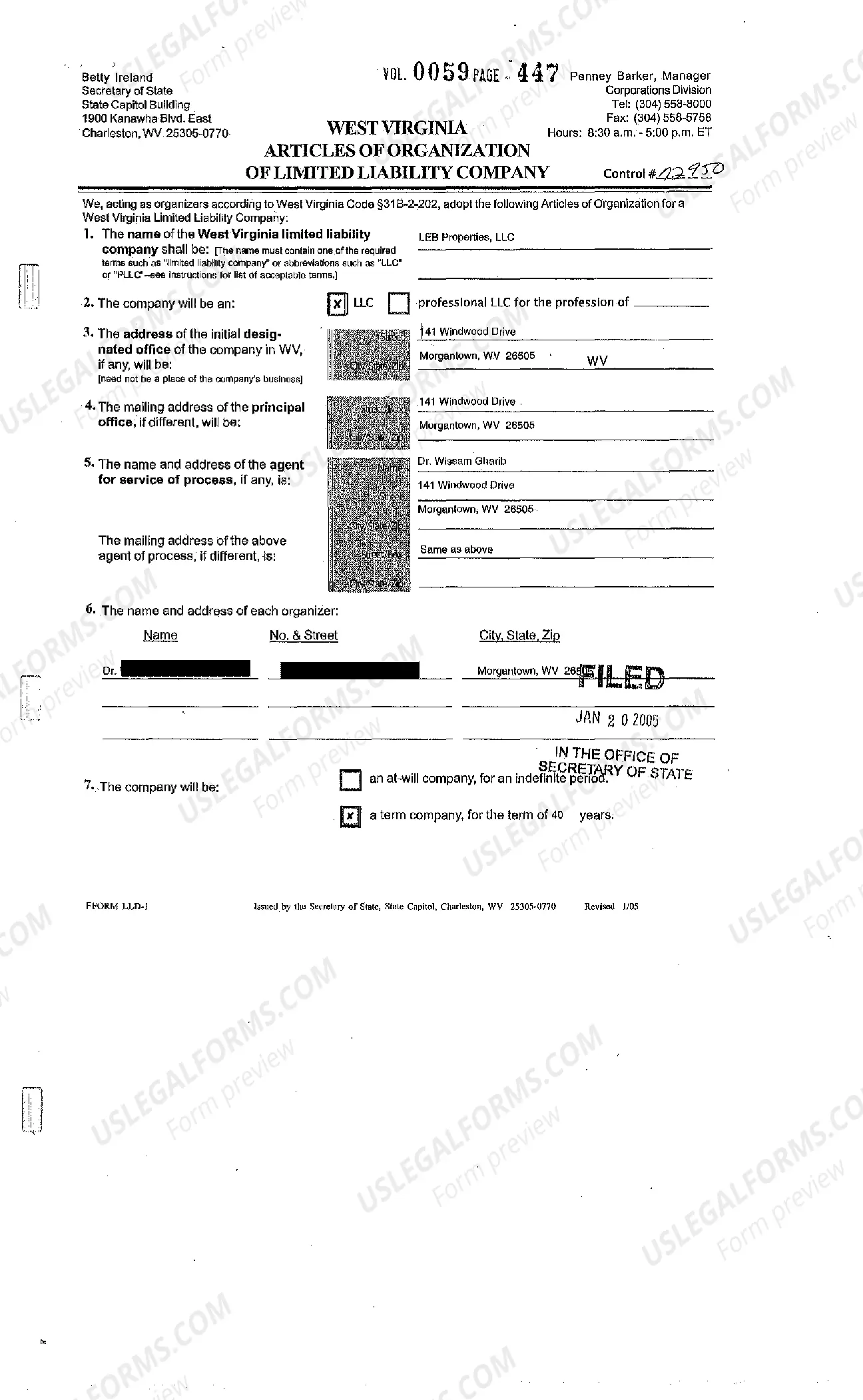 Preview Certificate of a Limited Liability Company LLC Formation
