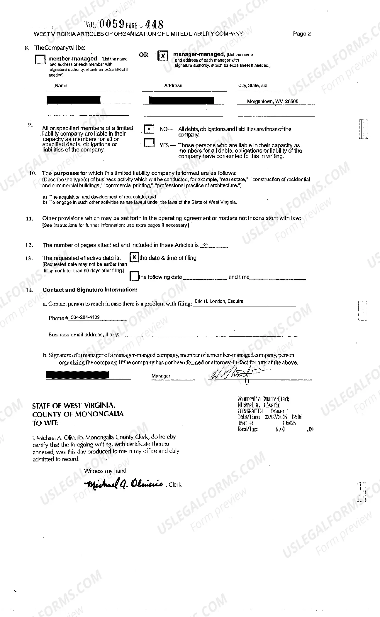 Preview Certificate of a Limited Liability Company LLC Formation