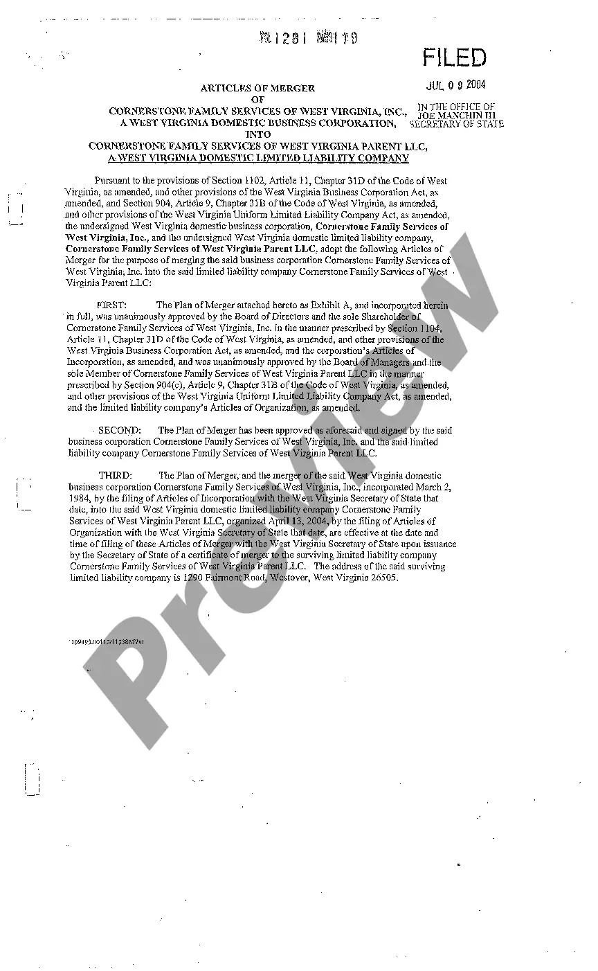 Preview Certificate of Merger