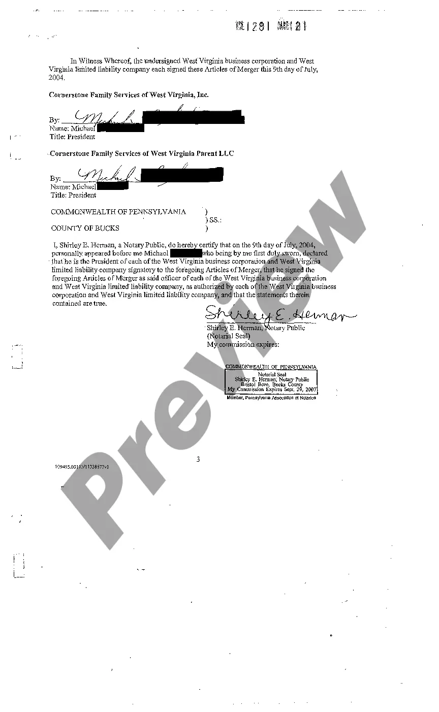 Preview Certificate of Merger